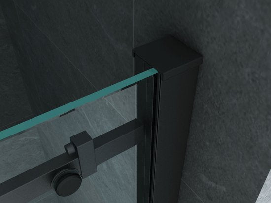 Klea Schuif Douchedeur Met Mat Zwart Profielen 1200x2000mm 8mm - Luxurysanitair