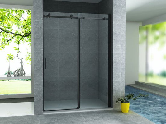 Klea Schuif Douchedeur Met Mat Zwart Profielen 1200x2000mm 8mm - Luxurysanitair