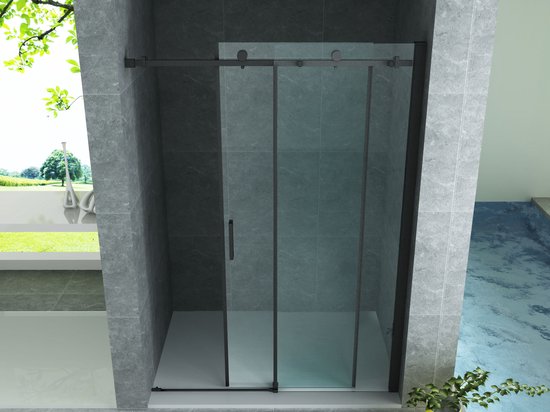 Klea Schuif Douchedeur Met Mat Zwart Profielen 1200x2000mm 8mm - Luxurysanitair