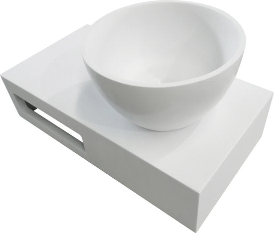 Diamond Line Lora Fonteinset Links Mat Wit Rechthoek 40x21.3x10cm Incl. Waskom Mat Wit - Luxurysanitair