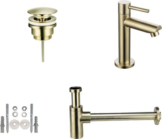 Toiletkraanset met Afvoer en Design Sifon Rond - Luxurysanitair