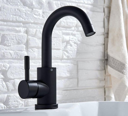 Wastafel Designkraan Nordica Opbouw Gebogen Mengkraan  Kompleet  Mat Zwart - Luxurysanitair