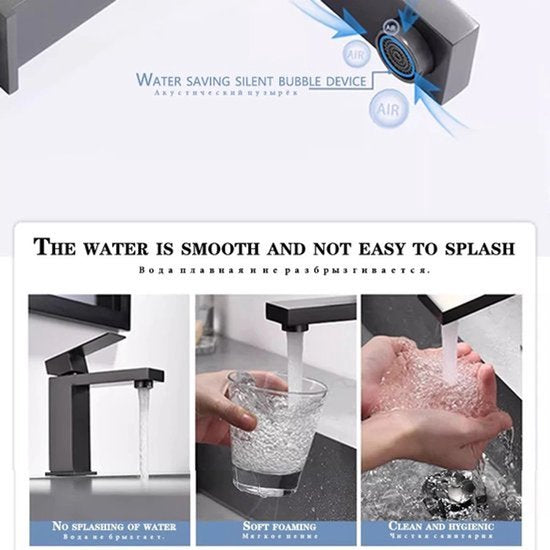 Collox Wastafel kraan  Badkamer kraan Warm en koud waterkraan Mat zwart - 16,5 cm hoog - Luxurysanitair