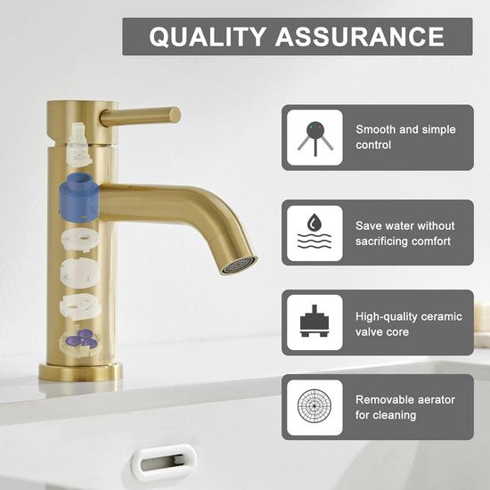 Elegant Gouden Badkamerkraan Mengkraan voor Wastafel en Badkamer - Luxurysanitair