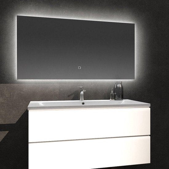 Diamond Line Kiki - Badkamerspiegel met LED Verlichting en Verwarming - 120x60 - Rechthoek - Touch Lichtschakelaar - Dimbaar - Luxurysanitair