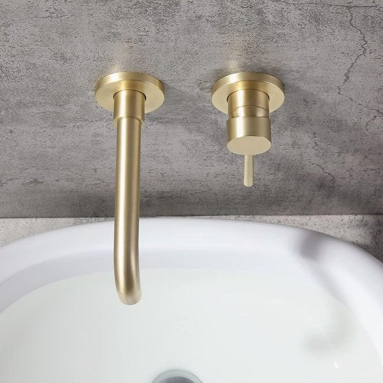 Moderne Wandmontage Badkamer Mengkraan met Draaibare Uitloop en Enkel Handvat - Luxurysanitair