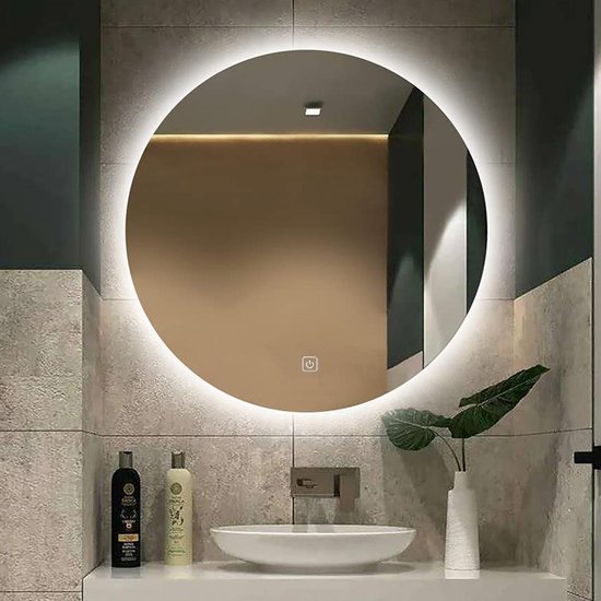 Badkamerspiegel met LED verlichting en verwarming - 3 LED-standen - Condensvrij - Dimbaar - 100 x 100 CM - Ronde spiegel - Luxurysanitair