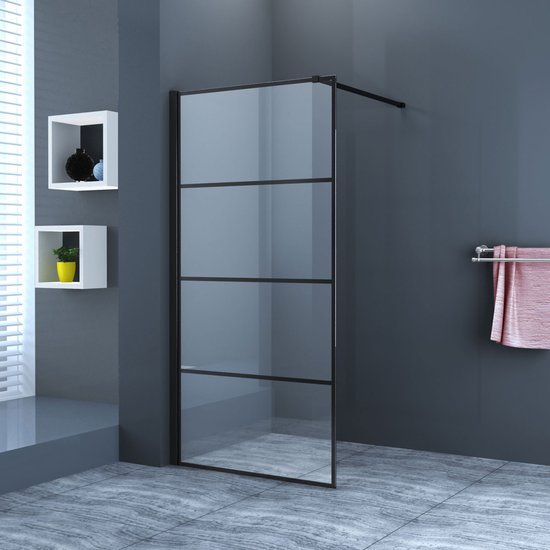 Diamond Line Finn Inloopdouche / Douchewand 120x200 Mat Zwart Profiel Helder Glas 8mm Veiligheidsglas - Luxurysanitair