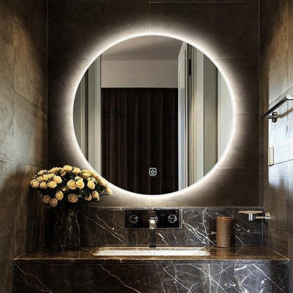 Badkamerspiegel met LED verlichting en verwarming - 3 LED-standen - Condensvrij - Dimbaar - 100 x 100 CM - Ronde spiegel - Luxurysanitair