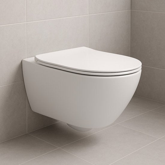 Geberit UP320 Toiletset – Inbouwreservoir + Rimless Hangtoilet – Softclose Zitting – Wit – Compleet - Luxurysanitair