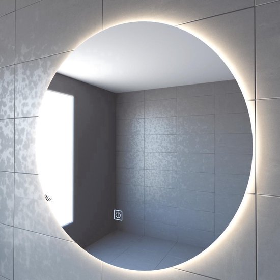 Badkamerspiegel met LED verlichting en verwarming - 3 LED-standen - Condensvrij - Dimbaar - 100 x 100 CM - Ronde spiegel - Luxurysanitair