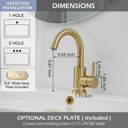 Wastafel Kraan  360° Draaibare Mengkraan RVS Goud - Luxurysanitair