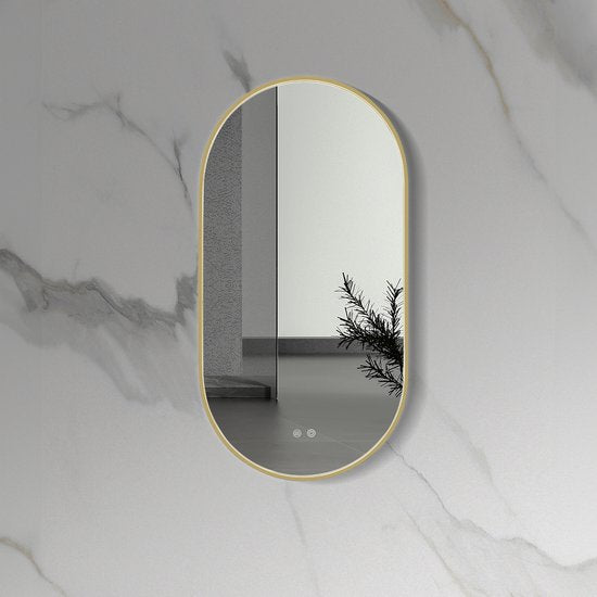 LINA LED Spiegel Ovaal GOUD 100x50cm - Luxurysanitair