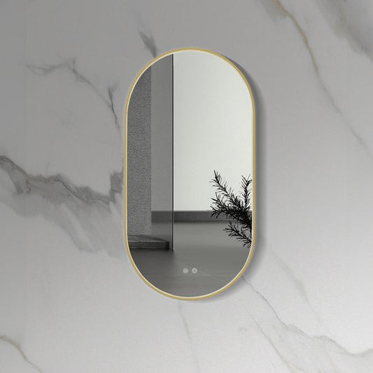 LINA LED Spiegel Ovaal GOUD 100x50cm - Luxurysanitair