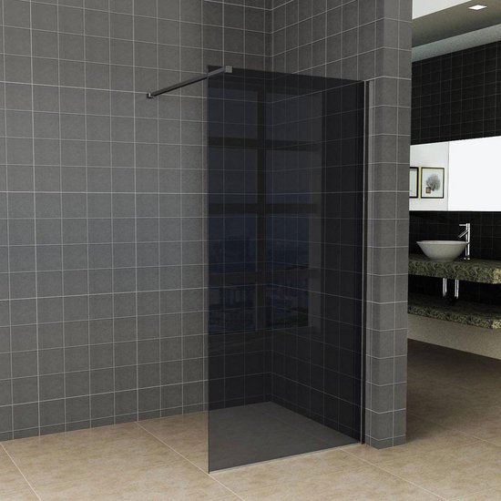 Diamond Line - Inloopdouche / Douchewand Mat Zwart  80x200 8mm Veiligheidsglas - Luxurysanitair