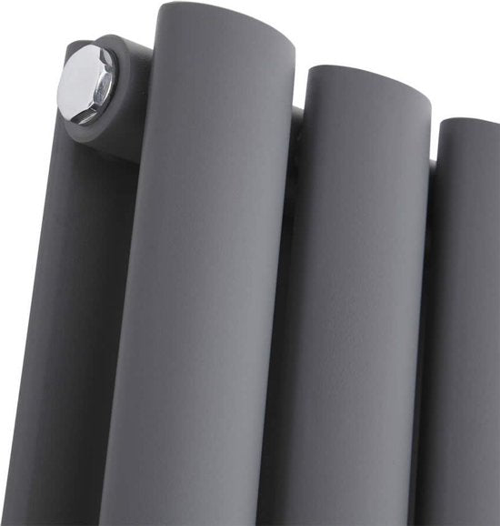 Klea Designradiator Ovaal Dubbel 1800x354mm 12 Tubes 1230 Watt Mat Zwart - Luxurysanitair