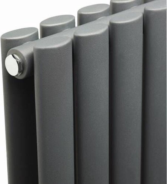 Klea Designradiator Ovaal Dubbel 1800x354mm 12 Tubes 1230 Watt Mat Zwart - Luxurysanitair