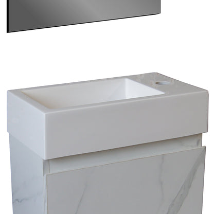 ALONI FONTEIN - ZONDER OVERLOOP - KRAANGAT LINKS OF RECHTS - KUNSTMARMER - 40X10,5X22,5CM - MAT WIT