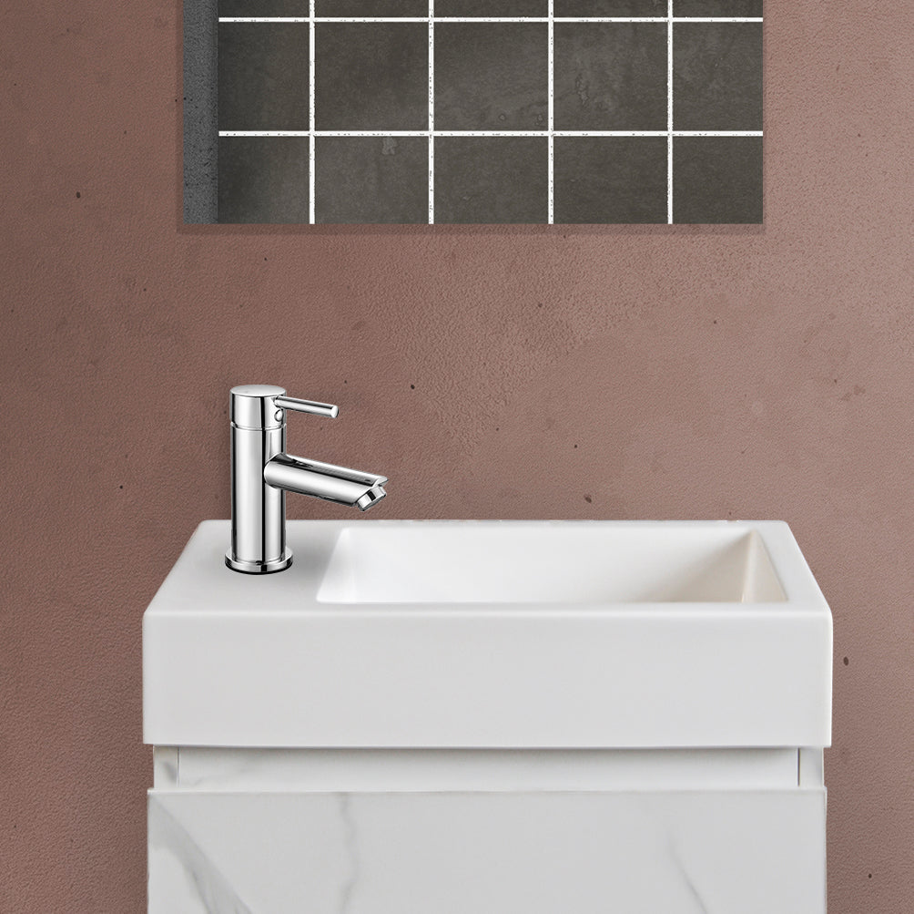 ALONI FONTEIN - ZONDER OVERLOOP - KRAANGAT LINKS OF RECHTS - KUNSTMARMER - 40X10,5X22,5CM - MAT WIT
