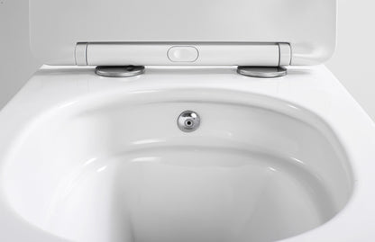 ALONI PRO HANGTOILET MET BIDET - TORNADO FLUSH - RANDLOOS - MET BIDETKRAAN KOUD EN WARM WATER - MET ZITTING - 52,5CM - GLANZEND WIT