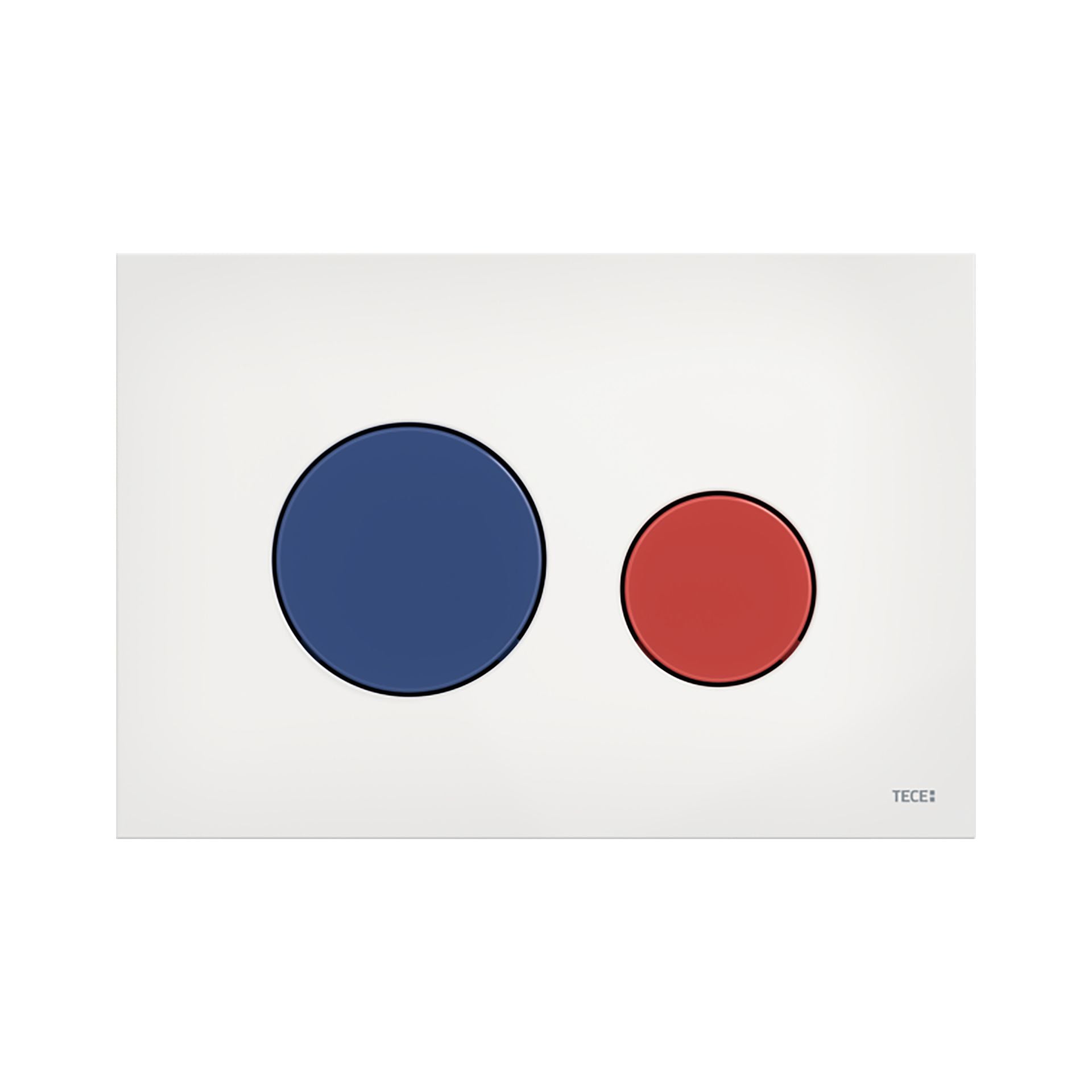 Teceloop WC-Bedieningsplaat Duo Spoeltechniek Drukknop Rood&Blauw Glanzend Wit - Luxurysanitair