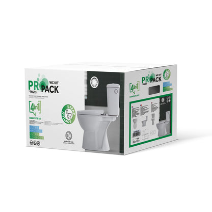 ALONI PRO DUOBLOK - STAAND TOILET - RANDLOOS - S-TRAP - VLOERUITLAAT - MET RESERVOIR - MET SPOELMECHANISME - DUBBELE SPOELFUNCTIE 4/6L - MET ZITTING - SOFTCLOSE - QUICK RELEASE - 39X73X67 CM - WIT