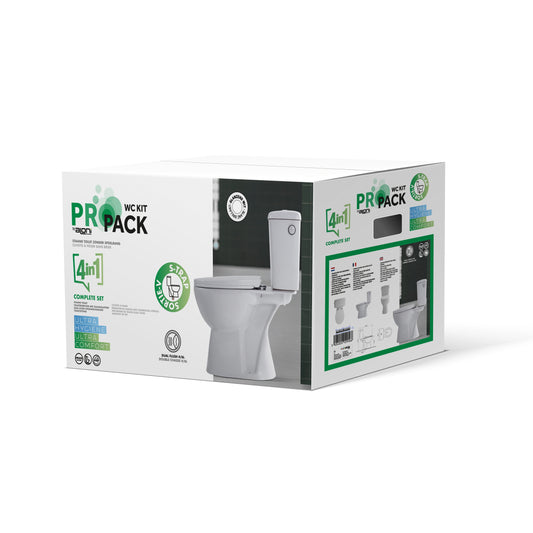 ALONI PRO DUOBLOK - STAAND TOILET - RANDLOOS - S-TRAP - VLOERUITLAAT - MET RESERVOIR - MET SPOELMECHANISME - DUBBELE SPOELFUNCTIE 4/6L - MET ZITTING - SOFTCLOSE - QUICK RELEASE - 39X73X67 CM - WIT