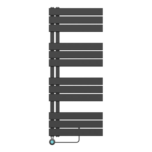 BELRAD ELEKTRISCHE HANDDOEKDROGER - MET DIGITALE, PROGRAMEERBARE THERMOSTAAT - AANSLUITING LINKS - 593W - 1200X500 MM - MAT ZWART