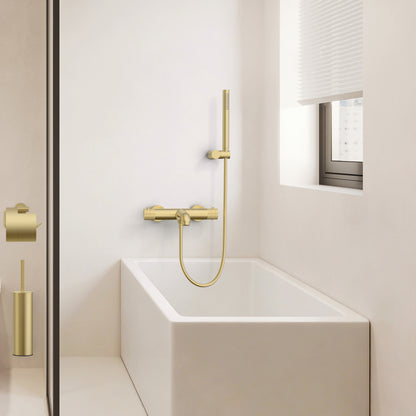 STRIA BADMENGKRAAN - THERMOSTATISCH - OPBOUW - KNOPPEN MET RIBBELSTRUCTUUR - GEBORSTELD GOUD (PVD)