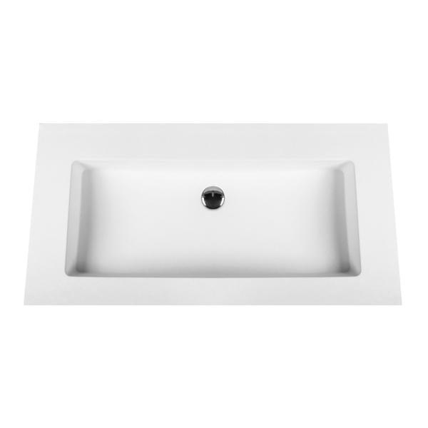 Aloni Solid Surface Wastafel Zonder Kraangat (80cm) - Wit - Luxurysanitair