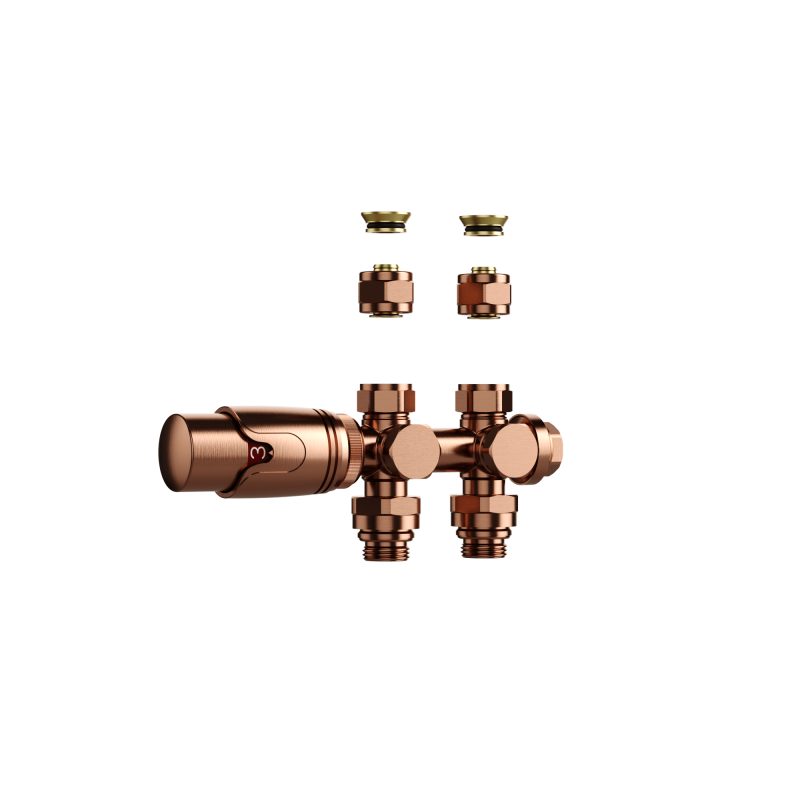 Radiatorkraan Design Thermostatisch Muur en Vloeraansluiting - 1/2Mx16/2 M30 - Luxurysanitair