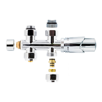 Thermostatische Radiatorkraan Recht Chroom 1/2Mx16/2 M30 - Luxurysanitair