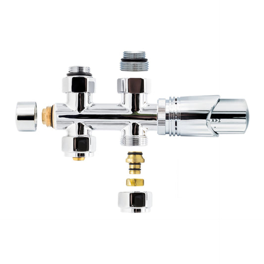 Thermostatische Radiatorkraan Recht Chroom 1/2Mx16/2 M30 - Luxurysanitair