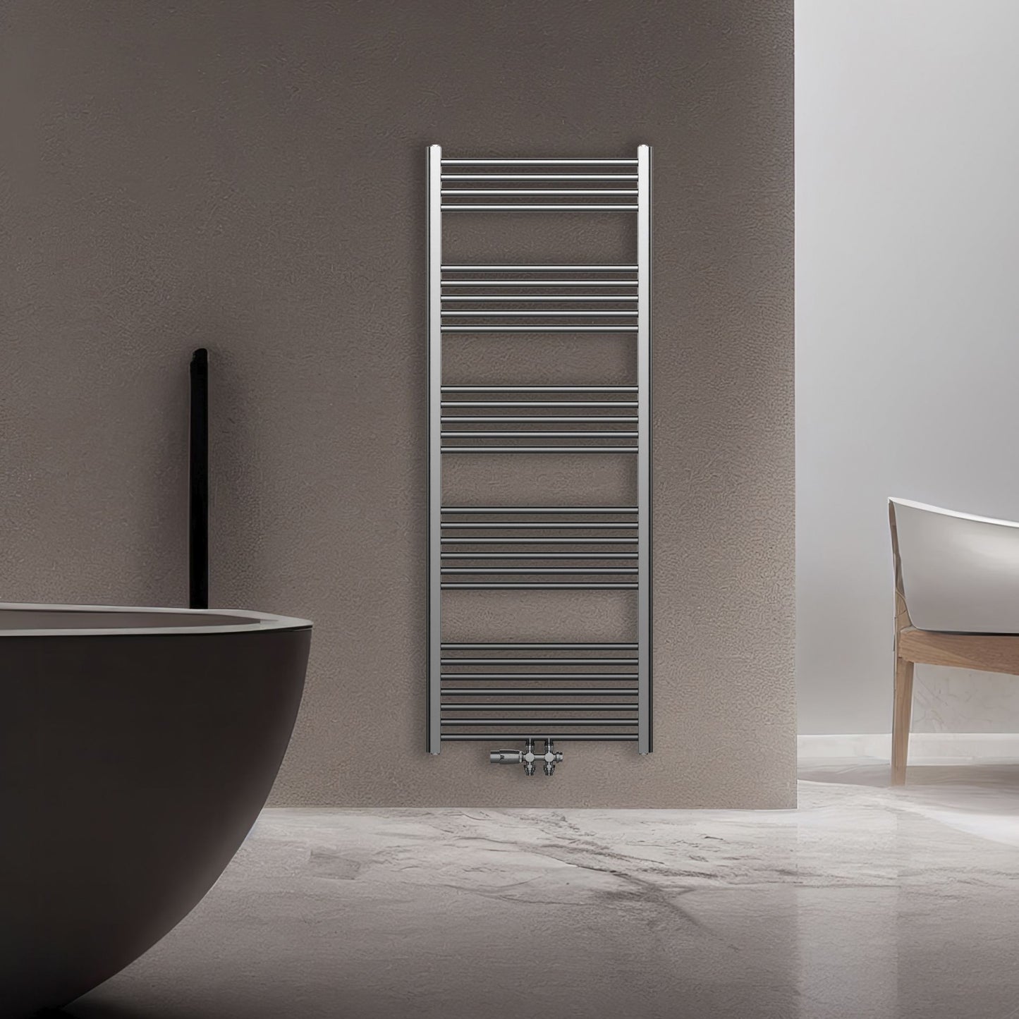 Belrad Handdoekdroger Links/Rechts Middenaansluiting 414 Watt - 1200x600mm - Geborsteld RVS - Luxurysanitair