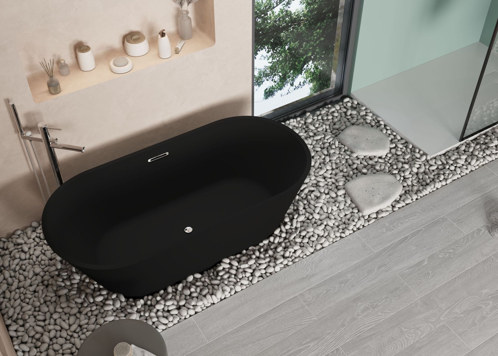 Aloni Bauci Vrijstaand Bad Solid Surface 170x80x58,5cm - Luxurysanitair