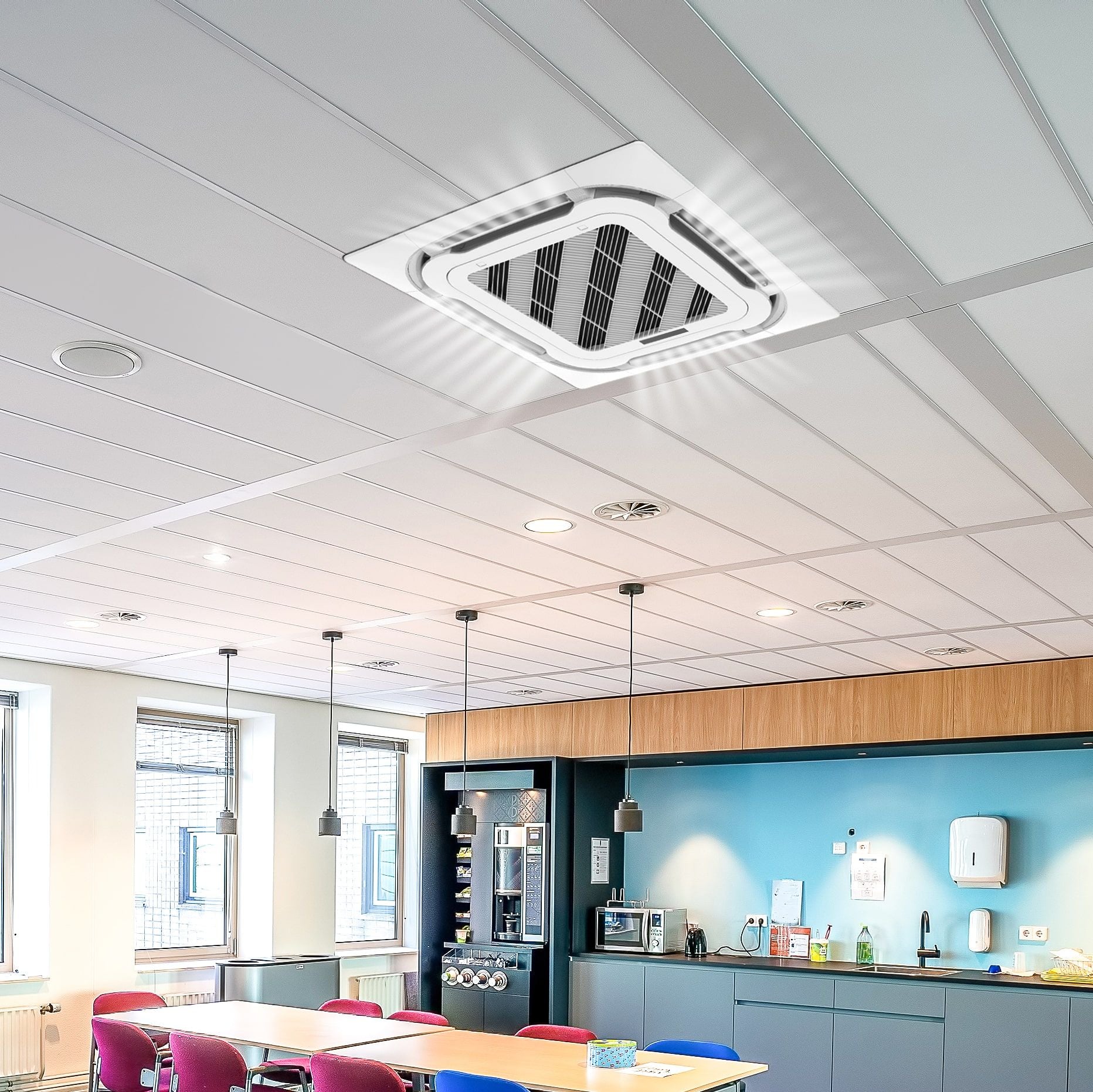 Aux Multi Split Cassette Airco Plafond Unit Koelen en Verwarmen - 12000BTU - 3,5KW - Wit (Copy) - Luxurysanitair