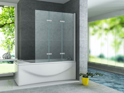 Aloni 3-Delige Badwand Inklapbaar 6mm 130x140cm - Luxurysanitair