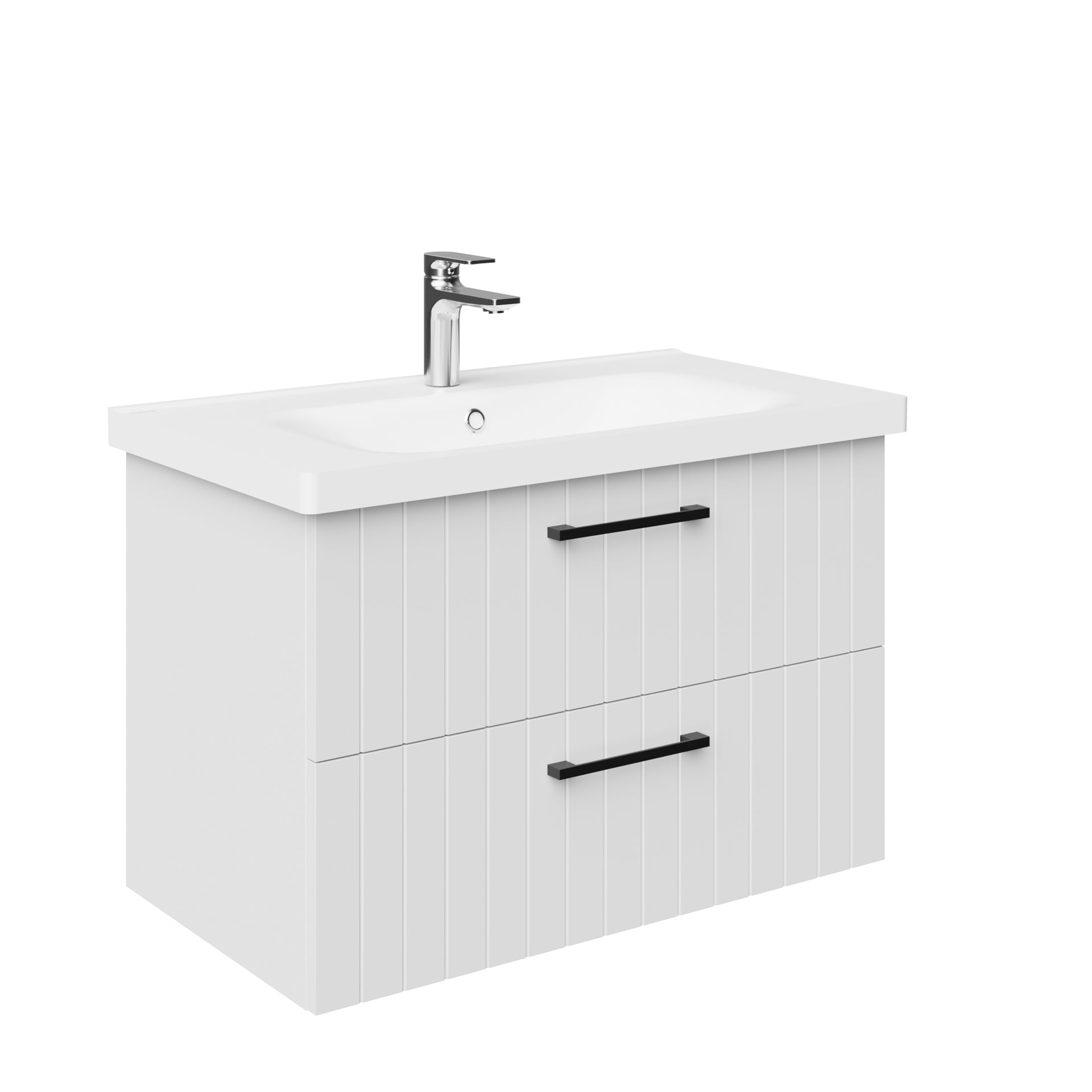 Creavit D10 Wastafelkast Met 2 Laden 80cm - Wit - Luxurysanitair