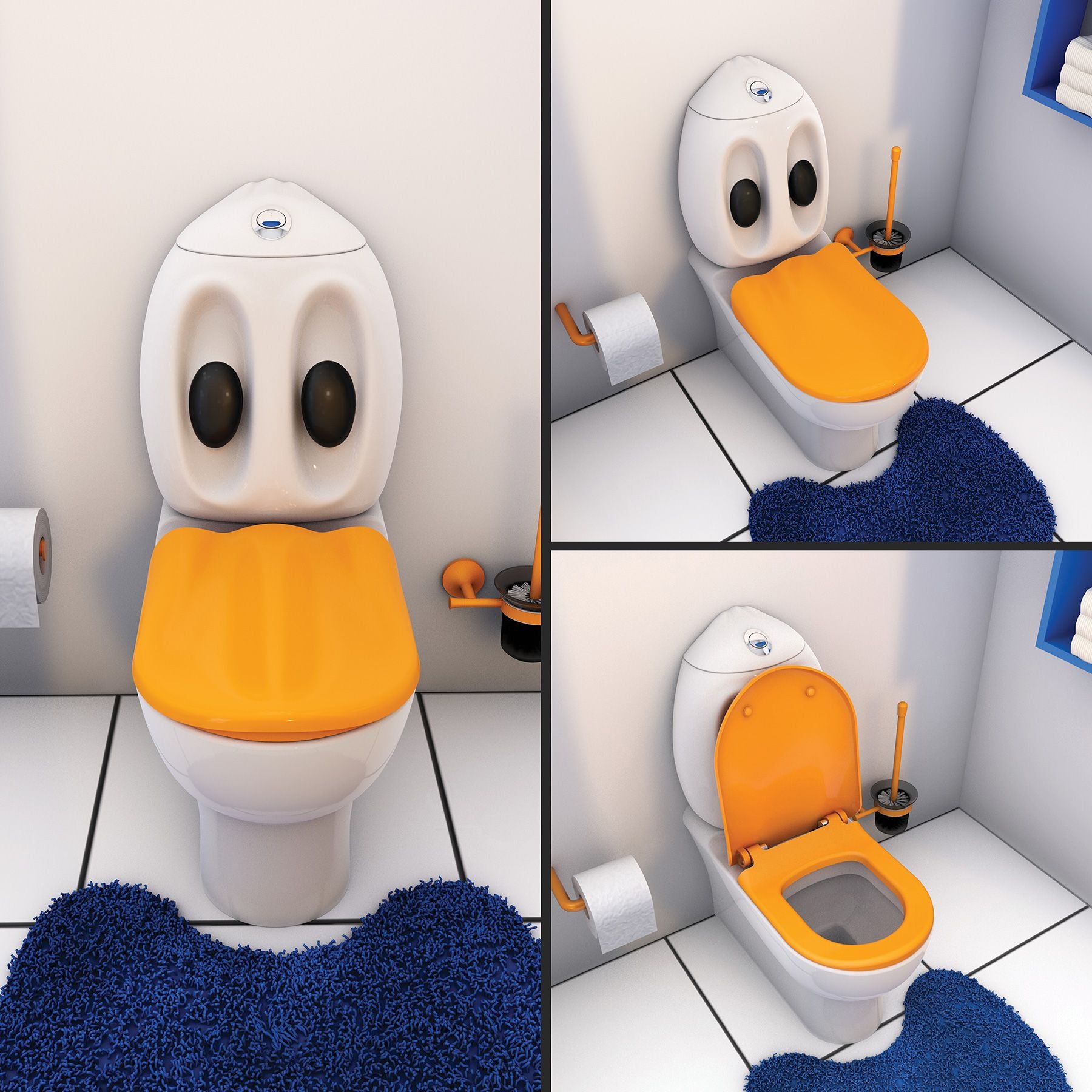 Creavit Ducky WC-Zitting Soft Close Duroplast RVS Scharnieren - Geel - Luxurysanitair