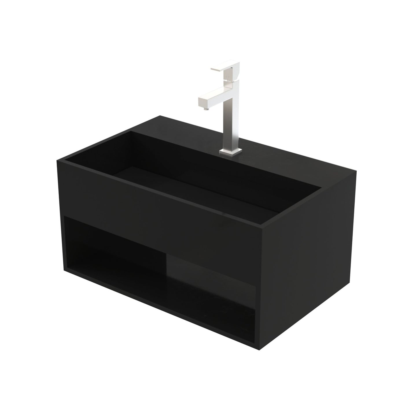 Solid Surface Wastafel Met Onzichtbare Afvoer en Uitsparing 50x32,4x25cm - Luxurysanitair