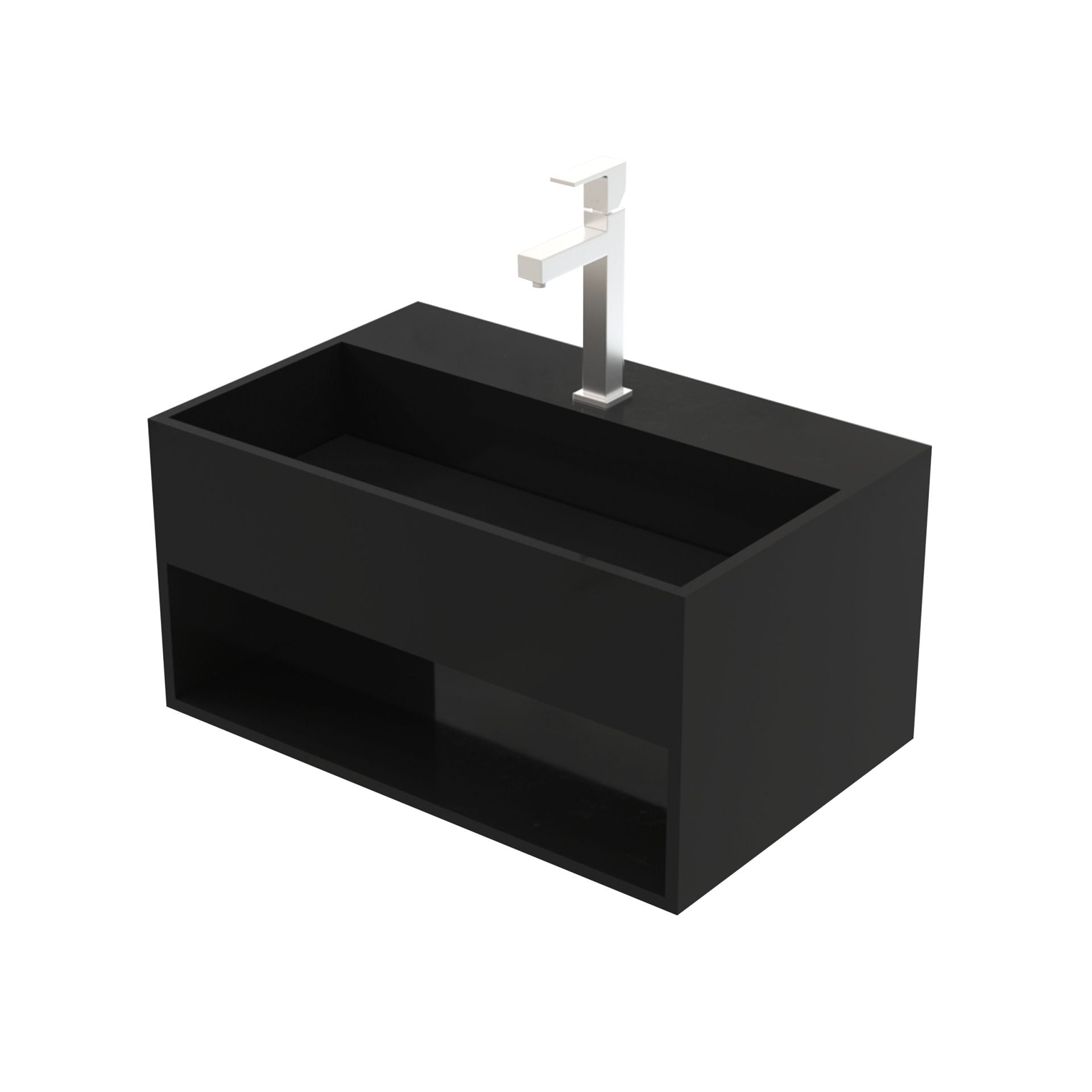 Solid Surface Wastafel Met Onzichtbare Afvoer en Uitsparing 50x32,4x25cm - Luxurysanitair