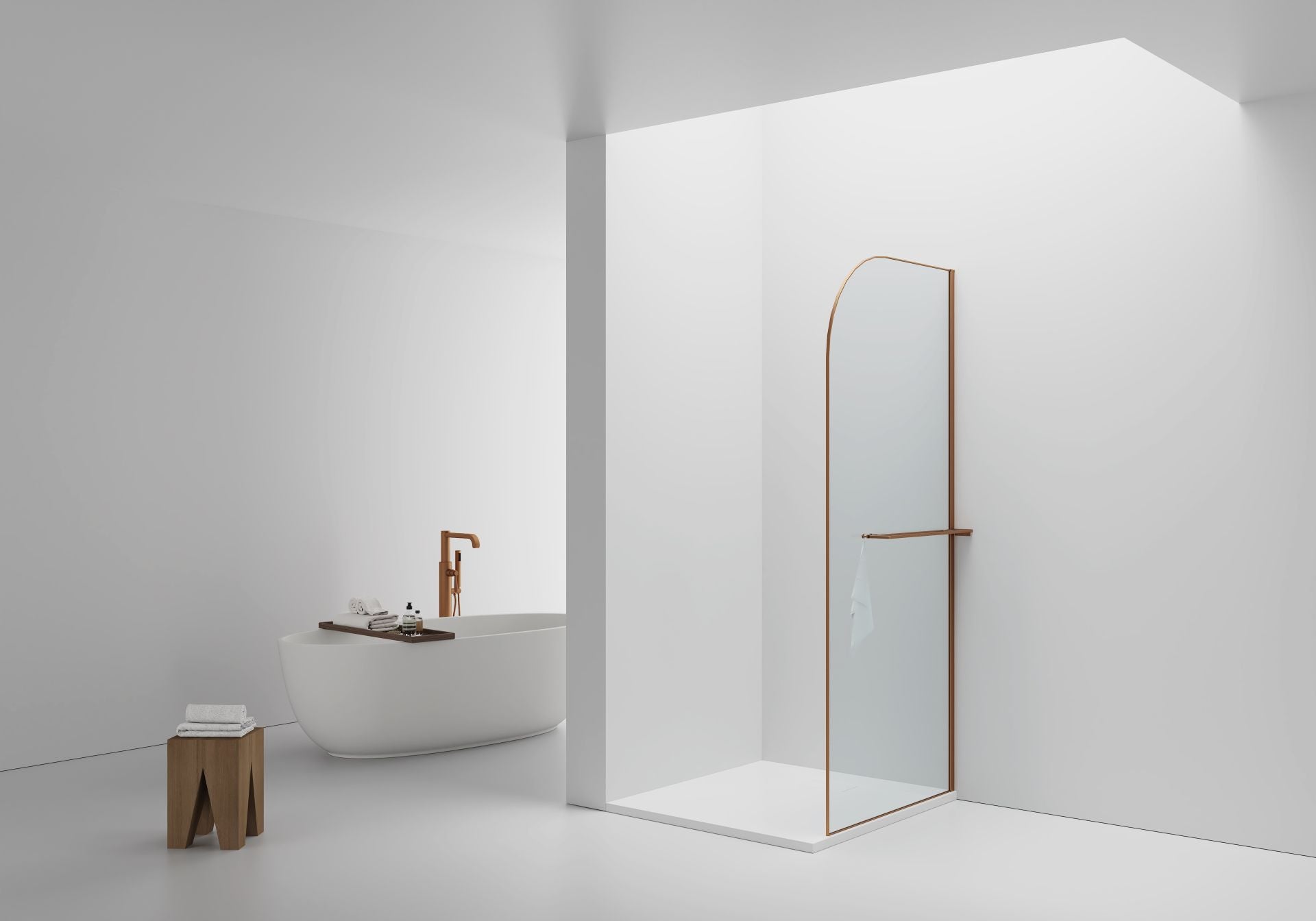 Curvy Inloopdouche Met Handdoekhouder  Omkeerbar 8mm Veiligheidsglas 100x200cm - Helder Glas - Luxurysanitair