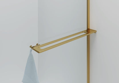 Curvy Inloopdouche Met Handdoekhouder  Omkeerbar 8mm Veiligheidsglas 100x200cm - Helder Glas - Luxurysanitair