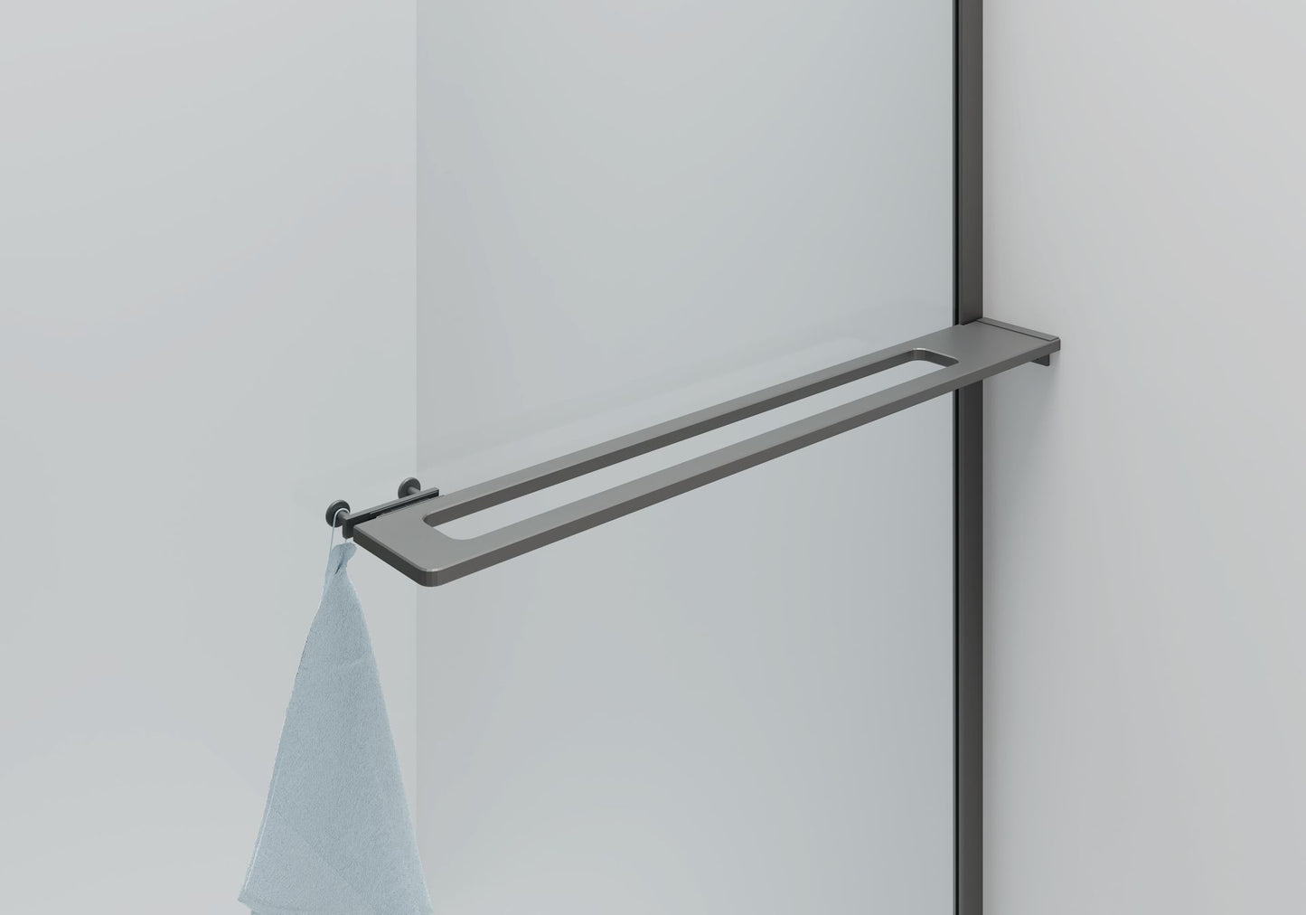 Curvy Inloopdouche Met Handdoekhouder  Omkeerbar 8mm Veiligheidsglas 100x200cm - Helder Glas - Luxurysanitair