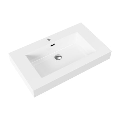 Aloni Wastafel 1 Wasbak 1 Kraangat Kunstmarmer 80x10x46cm - Luxurysanitair