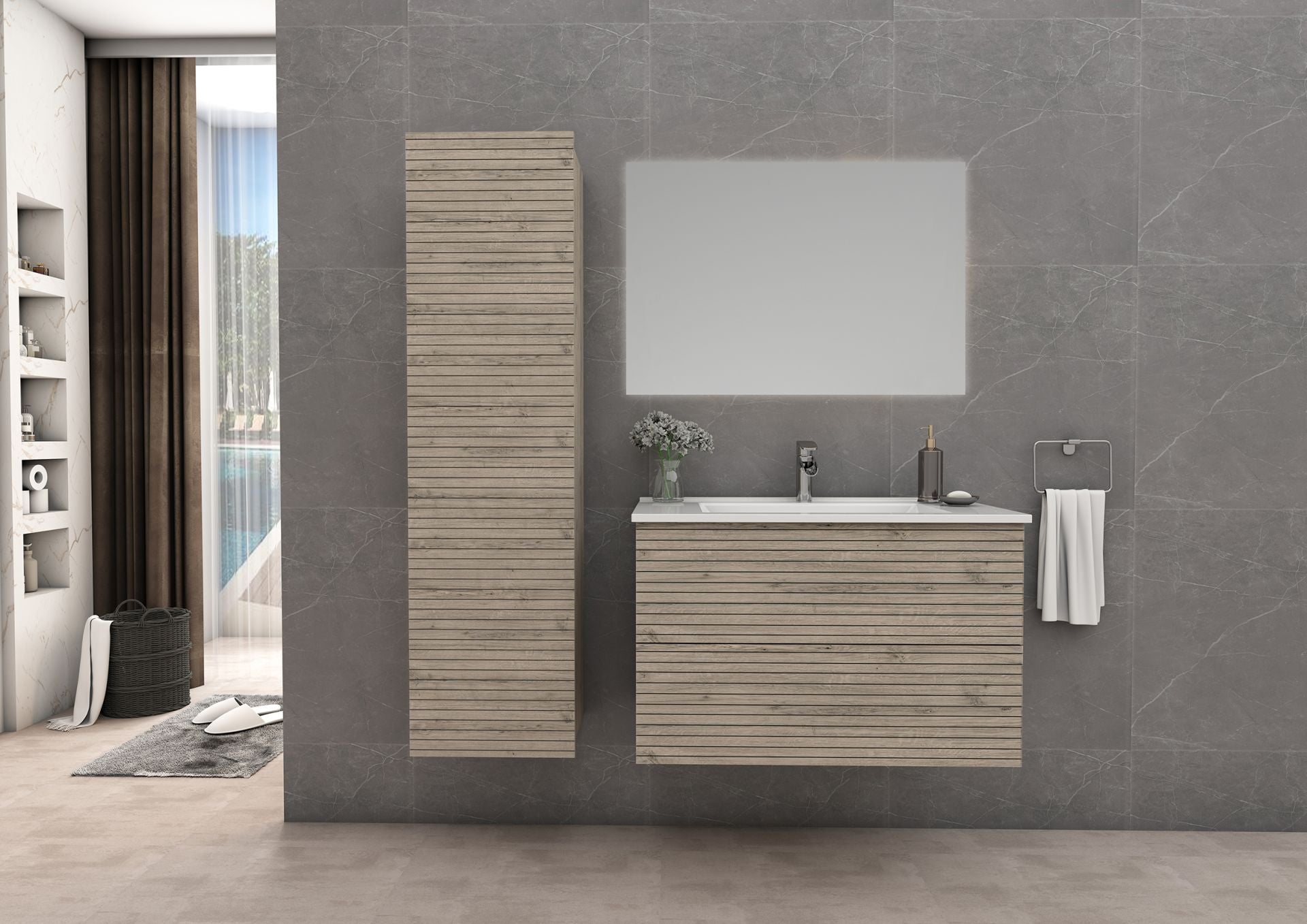 Elite Onderkast Met Horizontaal Reliëf (60cm) - Luxurysanitair