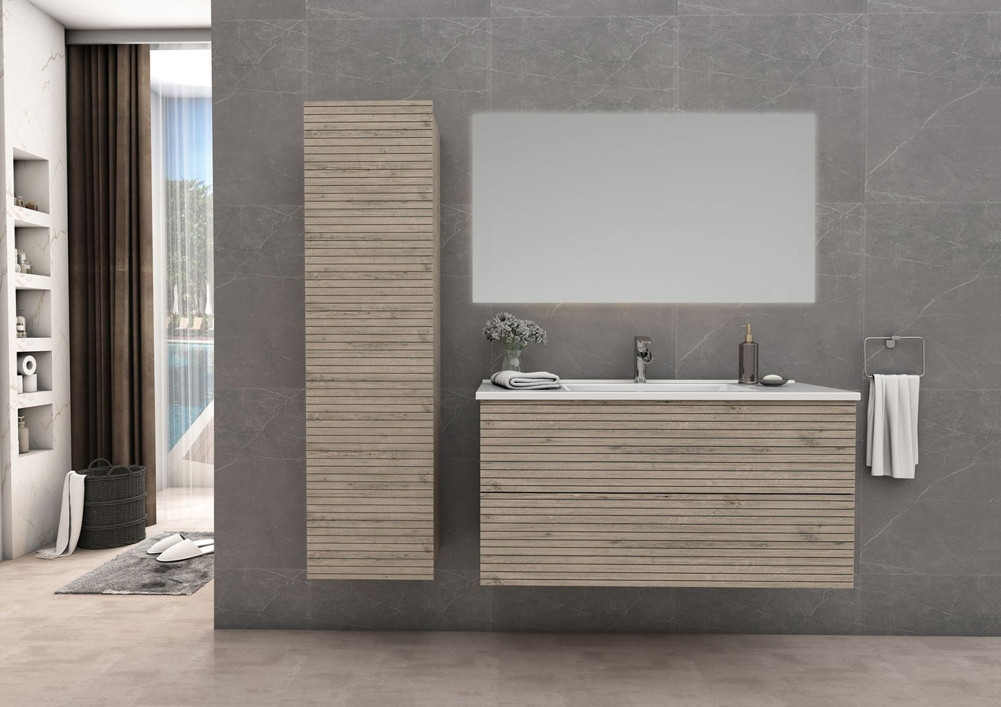 Elite Onderkast Met Horizontaal Reliëf (80cm) - Luxurysanitair