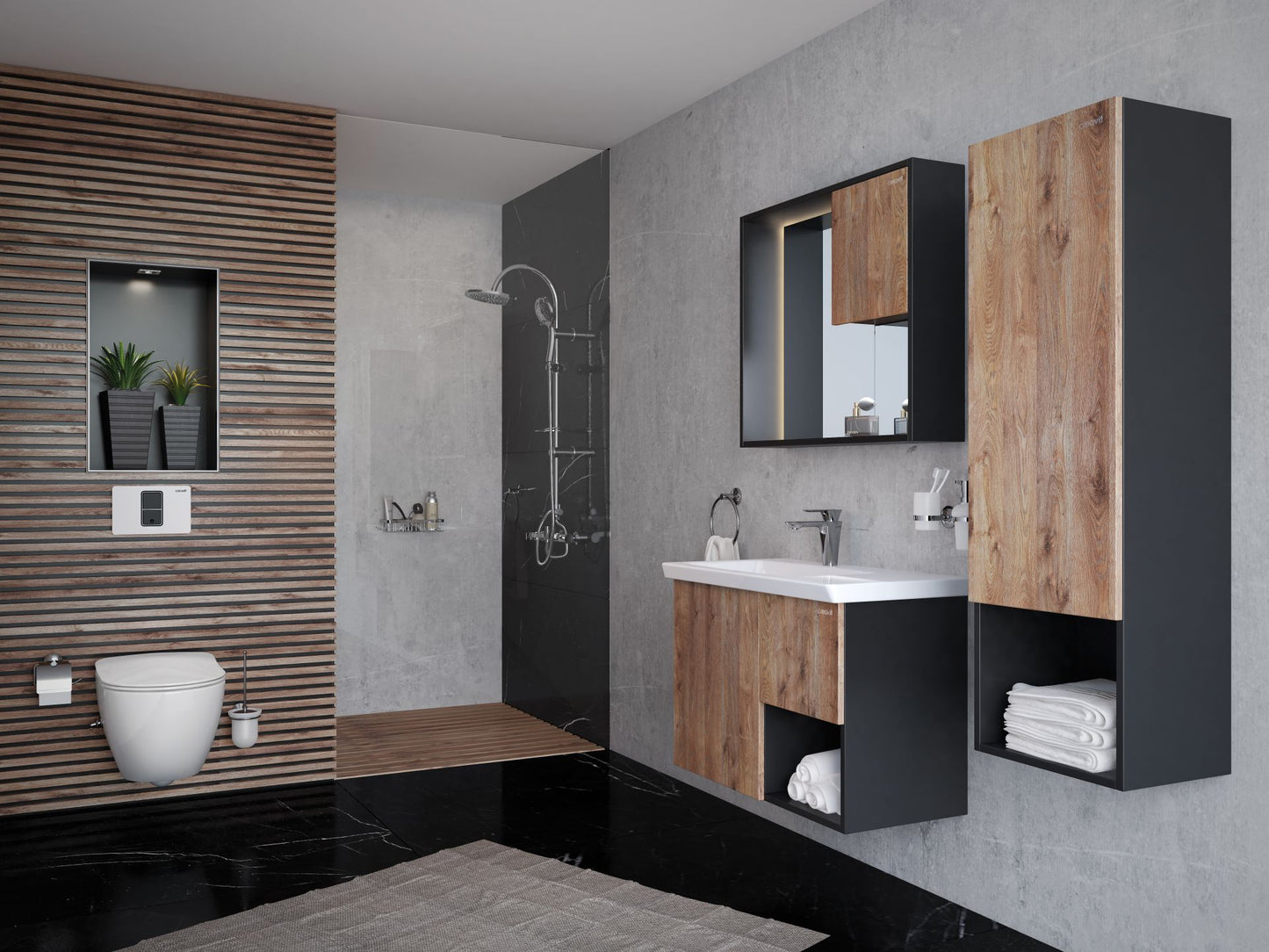 Creavit Rimoff Ophang WC Met Bidet Warm/Koud Water - Mat Wit - Luxurysanitair