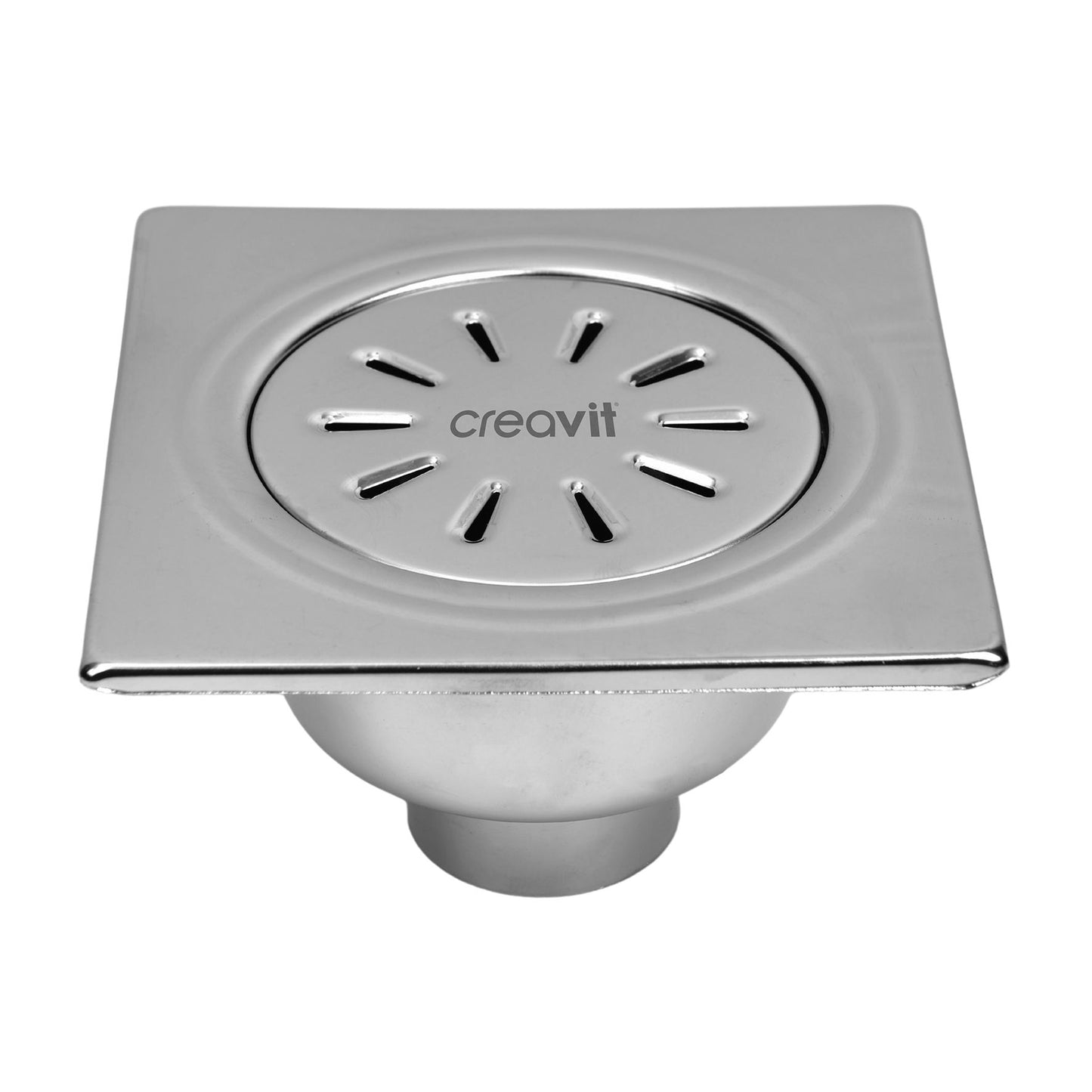 Creavit Vloersifon Uitgang Verticaal Volledig in RVS 15x15 Ø50 - Luxurysanitair