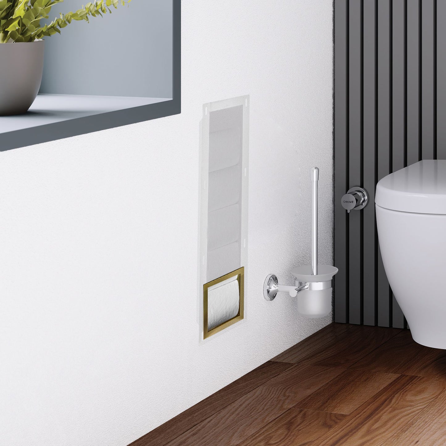 Aloni Inbouw Reserve Rolhouder RVS, Excl. Inzetstuk 140x660x120mm - Luxurysanitair